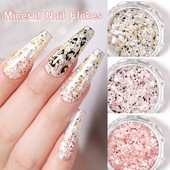 1g/kutija Bijelo Crno Zlato Mineralne ljuskice za nokte Ružičaste svjetlucave šljokice Nepravilnosti Paillette ukras Nail Art Manikura