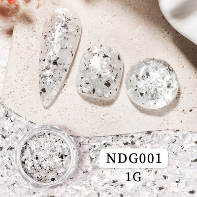 1g/kutija Bijelo Crno Zlato Mineralne ljuskice za nokte Ružičaste svjetlucave šljokice Nepravilnosti Paillette ukras Nail Art Manikura