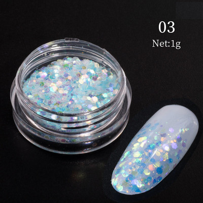 1g/kutija Bijelo Crno Zlato Mineralne ljuskice za nokte Ružičaste svjetlucave šljokice Nepravilnosti Paillette ukras Nail Art Manikura