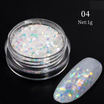 1g/kutija Bijelo Crno Zlato Mineralne ljuskice za nokte Ružičaste svjetlucave šljokice Nepravilnosti Paillette ukras Nail Art Manikura