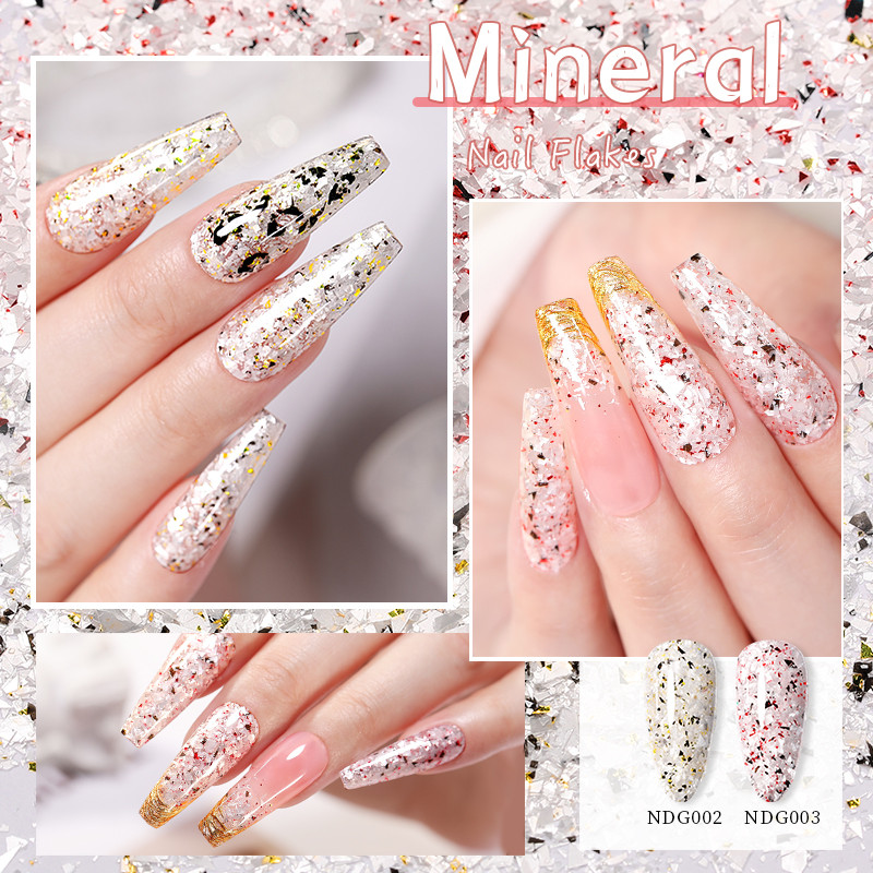 1g/kutija Bijelo Crno Zlato Mineralne ljuskice za nokte Ružičaste svjetlucave šljokice Nepravilnosti Paillette ukras Nail Art Manikura