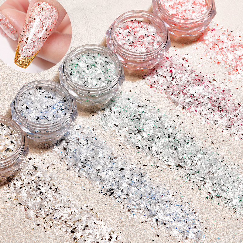1g/kutija Bijelo Crno Zlato Mineralne ljuskice za nokte Ružičaste svjetlucave šljokice Nepravilnosti Paillette ukras Nail Art Manikura