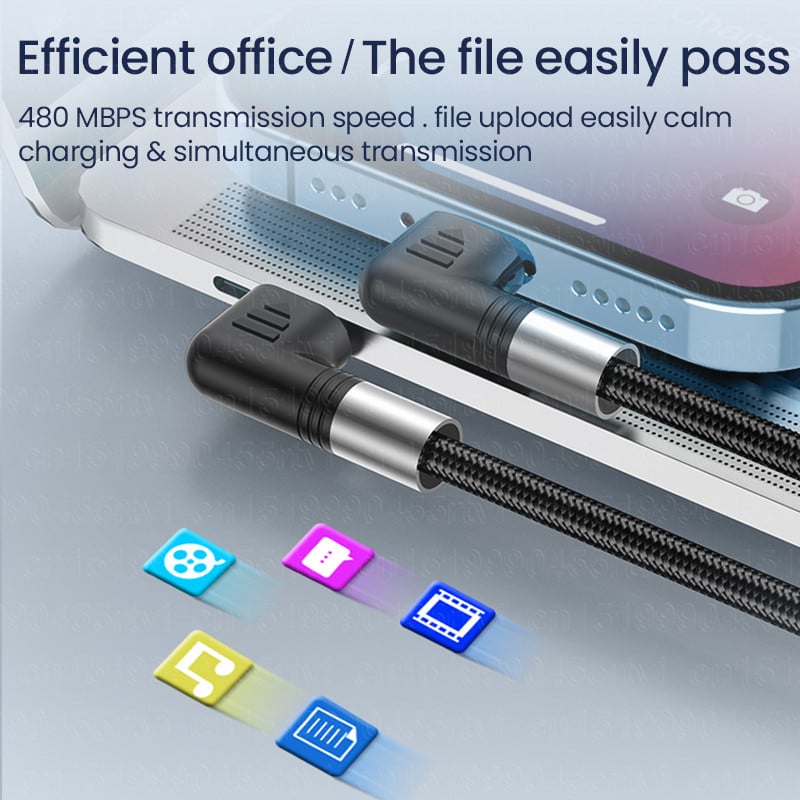 Dvigubas alkūnės PD30W USB C greito įkrovimo laidas, skirtas iPhone 14 13 12 Pro Max mobiliojo telefono kilmės įkroviklio kabelis Type-C duomenų laidas 2M