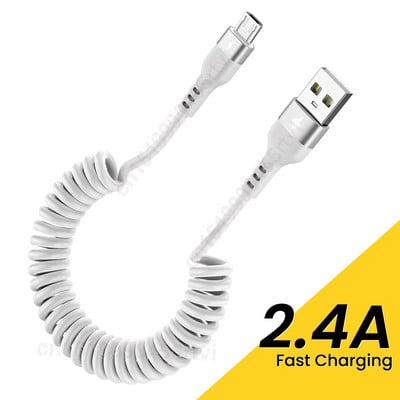 5A spyruoklinis USB tipo C laidas Greito įkrovimo mikro USB laidas skirtas Xiaomi Huawei Samsung Quick Charge USB C įkroviklio laidas 1/1.5M