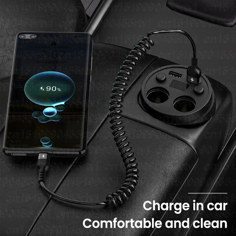 5A spyruoklinis USB tipo C laidas Greito įkrovimo mikro USB laidas skirtas Xiaomi Huawei Samsung Quick Charge USB C įkroviklio laidas 1/1.5M