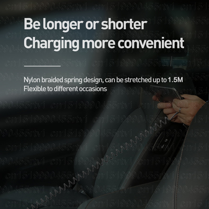 5A spyruoklinis USB tipo C laidas Greito įkrovimo mikro USB laidas skirtas Xiaomi Huawei Samsung Quick Charge USB C įkroviklio laidas 1/1.5M