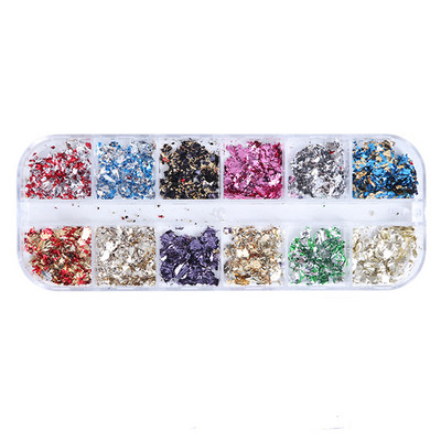 12 tinklelių / dėžutė Spalvingi kristalai Nagų dailė Kalnų krištolas akrilas Nagų akmenukai Plokščia nugara Blizgūs galiukai 3D nagų dailės dekoracijos