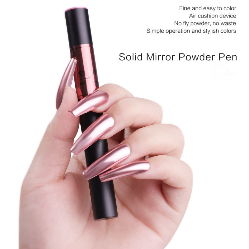 Raudonas metalinis nagų veidrodis blizgantis miltelių rašiklis Trinti dulkės blizgus auksas sidabras chromas oro pagalvėlė stebuklingi dribsniai pigmentas „pasidaryk pats“ priedai „Deco“