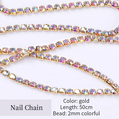 Nagų karoliukų grandinėlė 0,8 mm/1/1,2/2 mm rožinio aukso sidabro akmens nagų dailės puošmenos aksesuarai metaliniai plieniniai rutuliukai, nagų dailės papuošalai