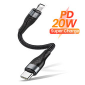 PD 20W 25cm lühike USB C-kaabel iPhone`i jaoks USB A-8-kontaktiline andmekaabel Kiirlaadija Laadimis-USB-tüüpi C-kaabel iPhone`ile 14 13 12 11
