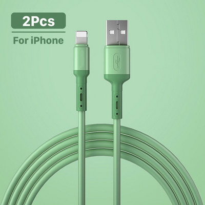2tk USB-kaabel iPhone`ile 14 13 12 11 Pro Max XR XS 8 7 6s 5s Kiire andmelaadimislaadija USB-juhe vedel silikoonkaabel 2m