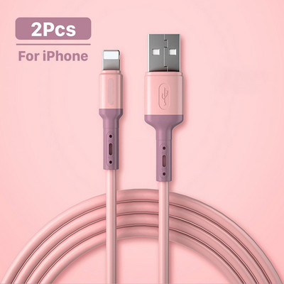 2tk USB-kaabel iPhone`ile 14 13 12 11 Pro Max XR XS 8 7 6s 5s Kiire andmelaadimislaadija USB-juhe vedel silikoonkaabel 2m