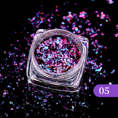 Tamsiai mėlyna chameleono nagų dribsnių pudra auksinė sidabrinė aliuminio folija lipdukas UV gelio lakas palietė nagų blizgučiai dulkių dekoravimas