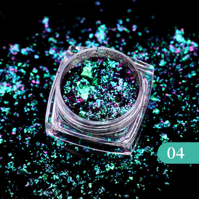 Tamsiai mėlyna chameleono nagų dribsnių pudra auksinė sidabrinė aliuminio folija lipdukas UV gelio lakas palietė nagų blizgučiai dulkių dekoravimas