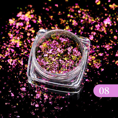 Tamsiai mėlyna chameleono nagų dribsnių pudra auksinė sidabrinė aliuminio folija lipdukas UV gelio lakas palietė nagų blizgučiai dulkių dekoravimas