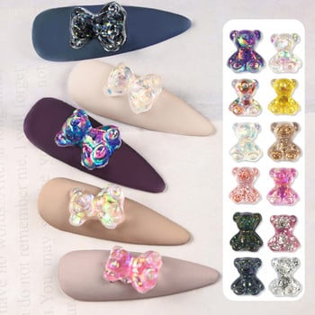 48 бр. Смесен размер Auroras Little Bear Nail Art Аксесоари Resin Kawaii Bear Stereo FlatBack Мода Нокът Направи си сам 3D декорация