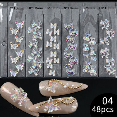 48 tk Segasuuruses Auroras Little Bear Nail Art Aksessuaarid Vaik Kawaii Bear Stereo FlatBack Fashion Sõrmeküüs DIY 3D Dekoratsioon