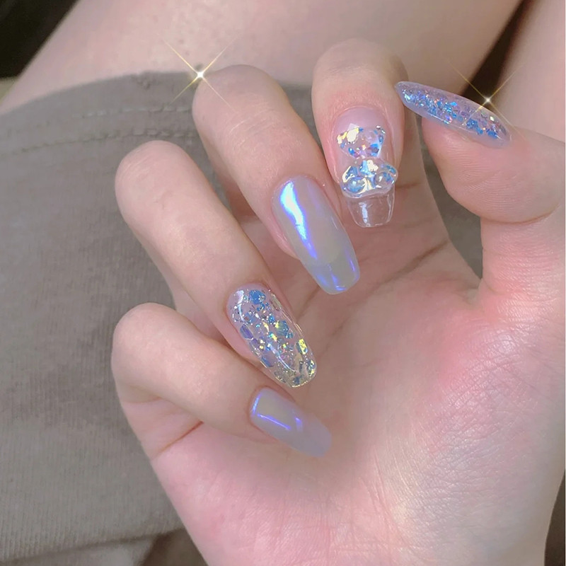 48 vnt. Mišraus dydžio Auroras Little Bear Nagų dailės aksesuarai Derva Kawaii Bear Stereo plokščia nugaros mada Nagai pasidaryk pats, 3D apdaila