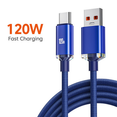 120W USB кабел тип C Супер бърз кабел за зареждане за Xiaomi за Huawei P50 P40 P30 Pro Samsung Poco USB C кабел за данни тип C кабел