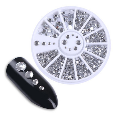 Perle Albe Margele pentru unghii Stras Mărimi amestecate Sfaturi pentru unghii Frumusețe 3d Nail Art Decor în cutie DIY Manichiură Nail Charms