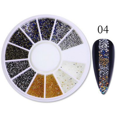 Perle Albe Margele pentru unghii Stras Mărimi amestecate Sfaturi pentru unghii Frumusețe 3d Nail Art Decor în cutie DIY Manichiură Nail Charms