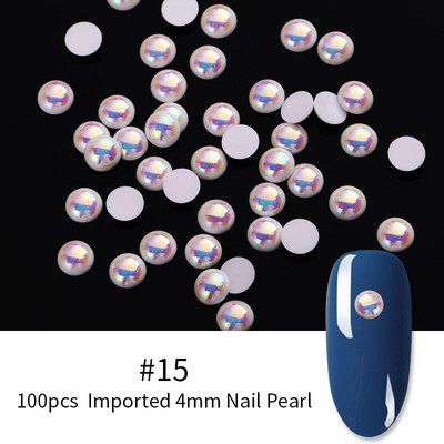 Perle Albe Margele pentru unghii Stras Mărimi amestecate Sfaturi pentru unghii Frumusețe 3d Nail Art Decor în cutie DIY Manichiură Nail Charms