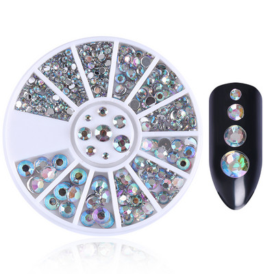 Perle Albe Margele pentru unghii Stras Mărimi amestecate Sfaturi pentru unghii Frumusețe 3d Nail Art Decor în cutie DIY Manichiură Nail Charms