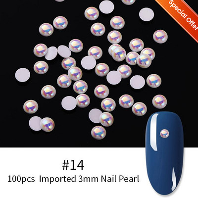 Perle Albe Margele pentru unghii Stras Mărimi amestecate Sfaturi pentru unghii Frumusețe 3d Nail Art Decor în cutie DIY Manichiură Nail Charms