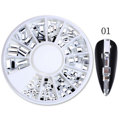 Perle Albe Margele pentru unghii Stras Mărimi amestecate Sfaturi pentru unghii Frumusețe 3d Nail Art Decor în cutie DIY Manichiură Nail Charms