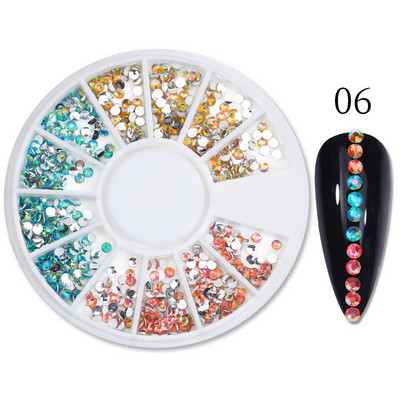 Perle Albe Margele pentru unghii Stras Mărimi amestecate Sfaturi pentru unghii Frumusețe 3d Nail Art Decor în cutie DIY Manichiură Nail Charms