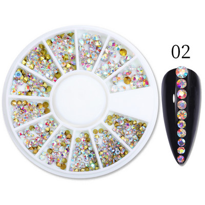 Perle Albe Margele pentru unghii Stras Mărimi amestecate Sfaturi pentru unghii Frumusețe 3d Nail Art Decor în cutie DIY Manichiură Nail Charms