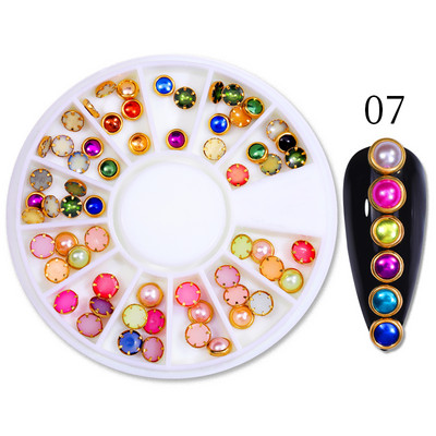 Perle Albe Margele pentru unghii Stras Mărimi amestecate Sfaturi pentru unghii Frumusețe 3d Nail Art Decor în cutie DIY Manichiură Nail Charms