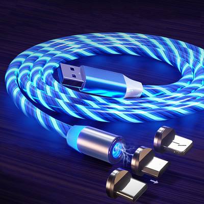 LED-valgustuse 360 magnetkaabel Mikro-USB-tüüpi C-kaabel Kiirlaadimine USB-C-kaabel Magnetlaadija Huawei Samsung Xiaomi jaoks