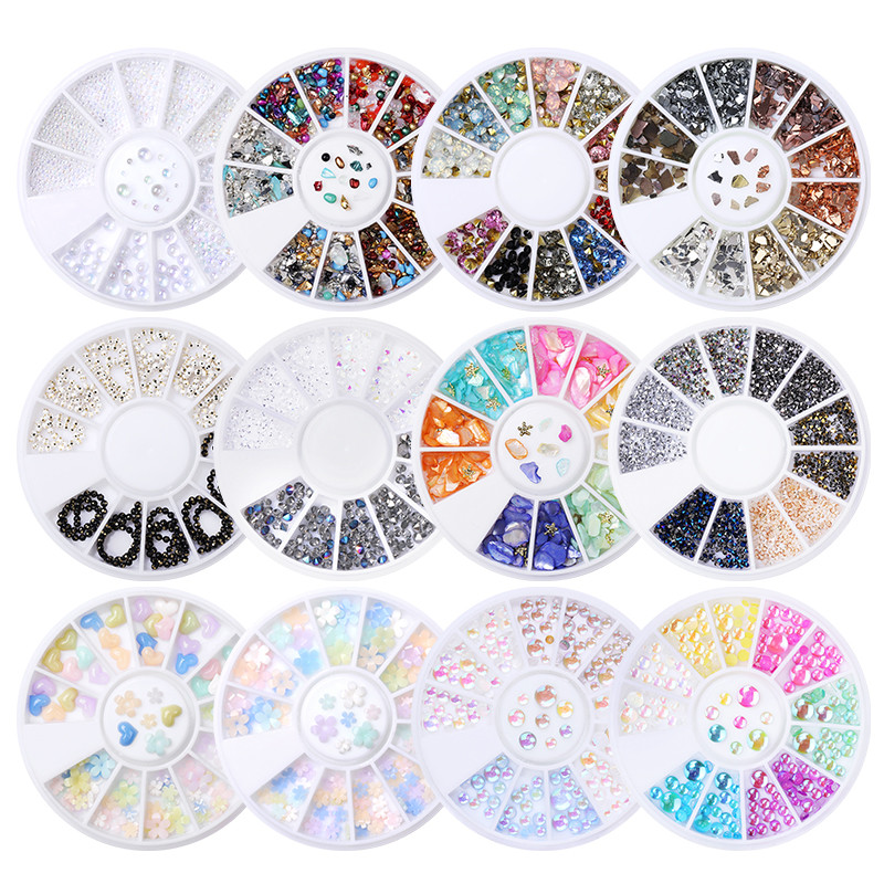 3D akrilni cvijet u obliku srca, dijelovi za nokte, ukrasi, perle od miješanog čelika, drago kamenje, privjesci, pribor za nokte za manikuru, nakit za nokte