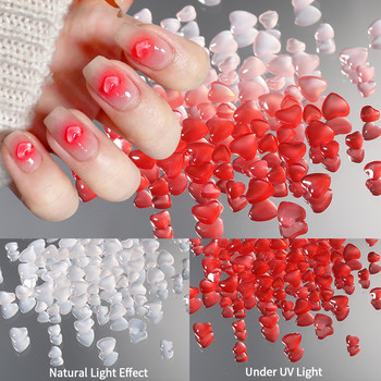 Новите 3D декорации за нокти със стрази Любовно сърце Дизайнерски камъни Блестящи светлочувствителни кристални стъклени мъниста Декор за маникюр