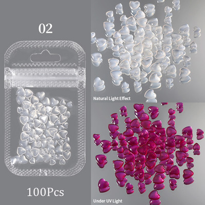 Uued 3D-küünekaunistused Rhinestones Armastus Südame Kujundus Kivid Läikiv Valgustundlik Kristall-klaashelmed Maniküür Dekoor