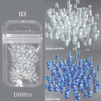 Uued 3D-küünekaunistused Rhinestones Armastus Südame Kujundus Kivid Läikiv Valgustundlik Kristall-klaashelmed Maniküür Dekoor