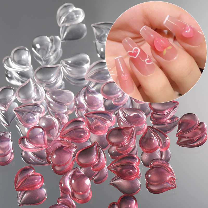 Naujos 3D nagų dailės puošmenos Kalnų krištolas Meilė Širdis Dekoratyviniai Akmenys Blizgūs Šviesai jautrūs Krištoliniai Stiklo Karoliukai Manikiūro dekoras