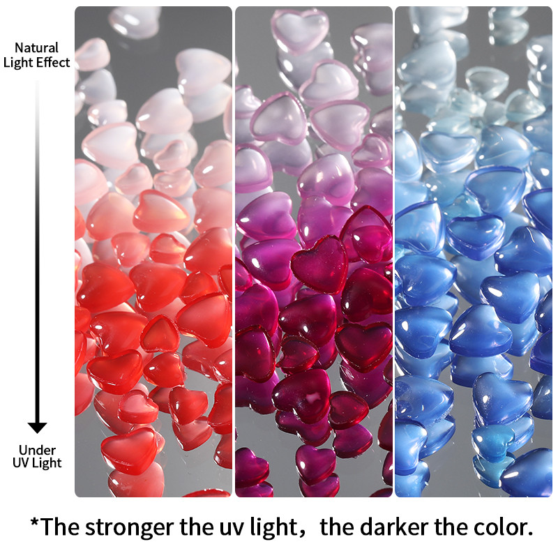 Naujos 3D nagų dailės puošmenos Kalnų krištolas Meilė Širdis Dekoratyviniai Akmenys Blizgūs Šviesai jautrūs Krištoliniai Stiklo Karoliukai Manikiūro dekoras