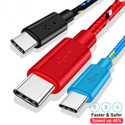 USB Type C кабел Бързо зареждане Найлонови плетени кабели за Samsung Galaxy S9 Plus Xiaomi mi9 Зарядно устройство за мобилен телефон Huawei USB C кабел
