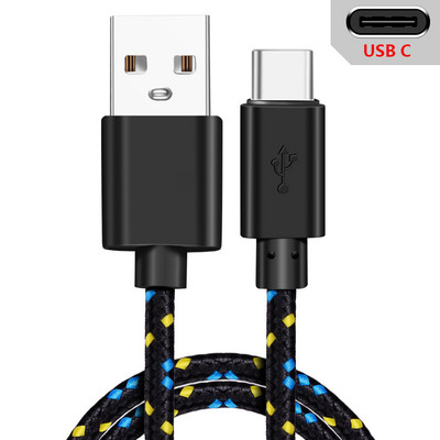 USB tipo C laidas greito įkrovimo nailoniniai laidai, skirti Samsung Galaxy S9 Plus Xiaomi mi9 Huawei mobiliojo telefono įkroviklio USB C laidas