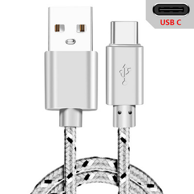 USB tipo C laidas greito įkrovimo nailoniniai laidai, skirti Samsung Galaxy S9 Plus Xiaomi mi9 Huawei mobiliojo telefono įkroviklio USB C laidas