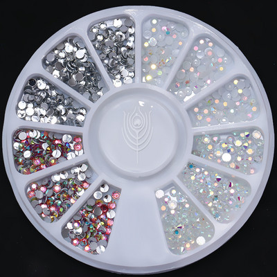 Geometrija od ružičastog zlata Zakovice od legure za nokte Kameleon kamen za nokte Rhinestone Male nepravilne perle 3D ukrasi za nokte u obliku kotača