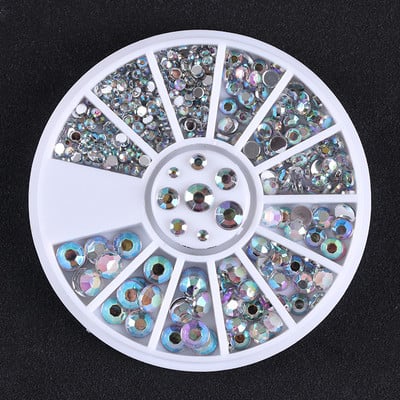 Geometrija od ružičastog zlata Zakovice od legure za nokte Kameleon kamen za nokte Rhinestone Male nepravilne perle 3D ukrasi za nokte u obliku kotača