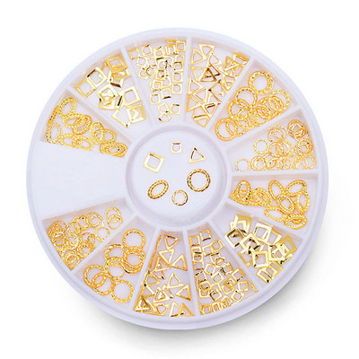 Geometrija od ružičastog zlata Zakovice od legure za nokte Kameleon kamen za nokte Rhinestone Male nepravilne perle 3D ukrasi za nokte u obliku kotača