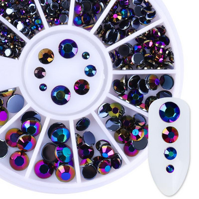 Geometrija od ružičastog zlata Zakovice od legure za nokte Kameleon kamen za nokte Rhinestone Male nepravilne perle 3D ukrasi za nokte u obliku kotača