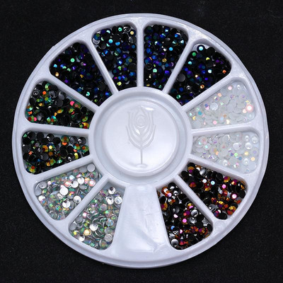 Geometrija od ružičastog zlata Zakovice od legure za nokte Kameleon kamen za nokte Rhinestone Male nepravilne perle 3D ukrasi za nokte u obliku kotača