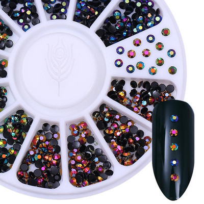 Geometrija od ružičastog zlata Zakovice od legure za nokte Kameleon kamen za nokte Rhinestone Male nepravilne perle 3D ukrasi za nokte u obliku kotača