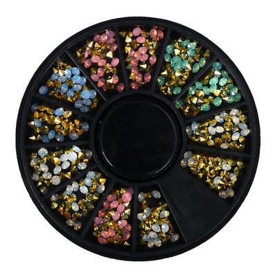 Geometrija od ružičastog zlata Zakovice od legure za nokte Kameleon kamen za nokte Rhinestone Male nepravilne perle 3D ukrasi za nokte u obliku kotača