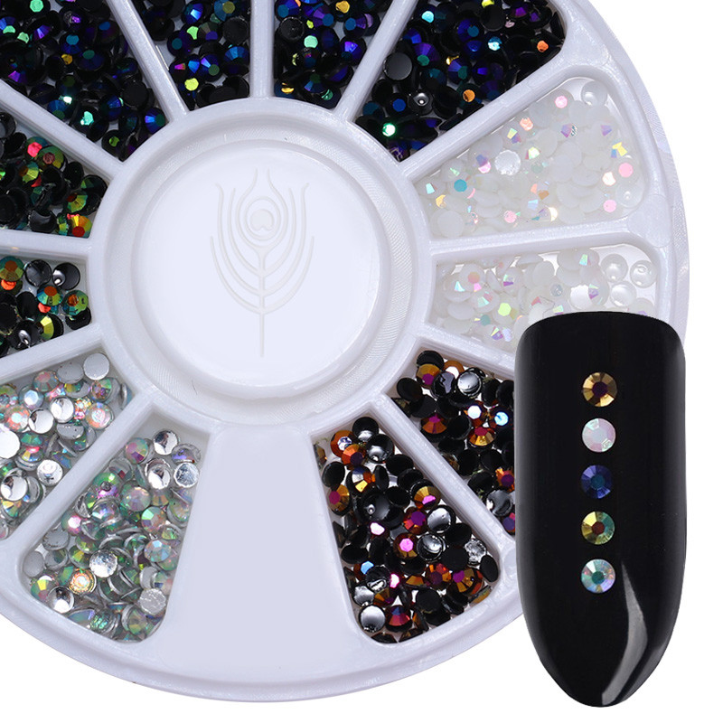 Geometrija od ružičastog zlata Zakovice od legure za nokte Kameleon kamen za nokte Rhinestone Male nepravilne perle 3D ukrasi za nokte u obliku kotača